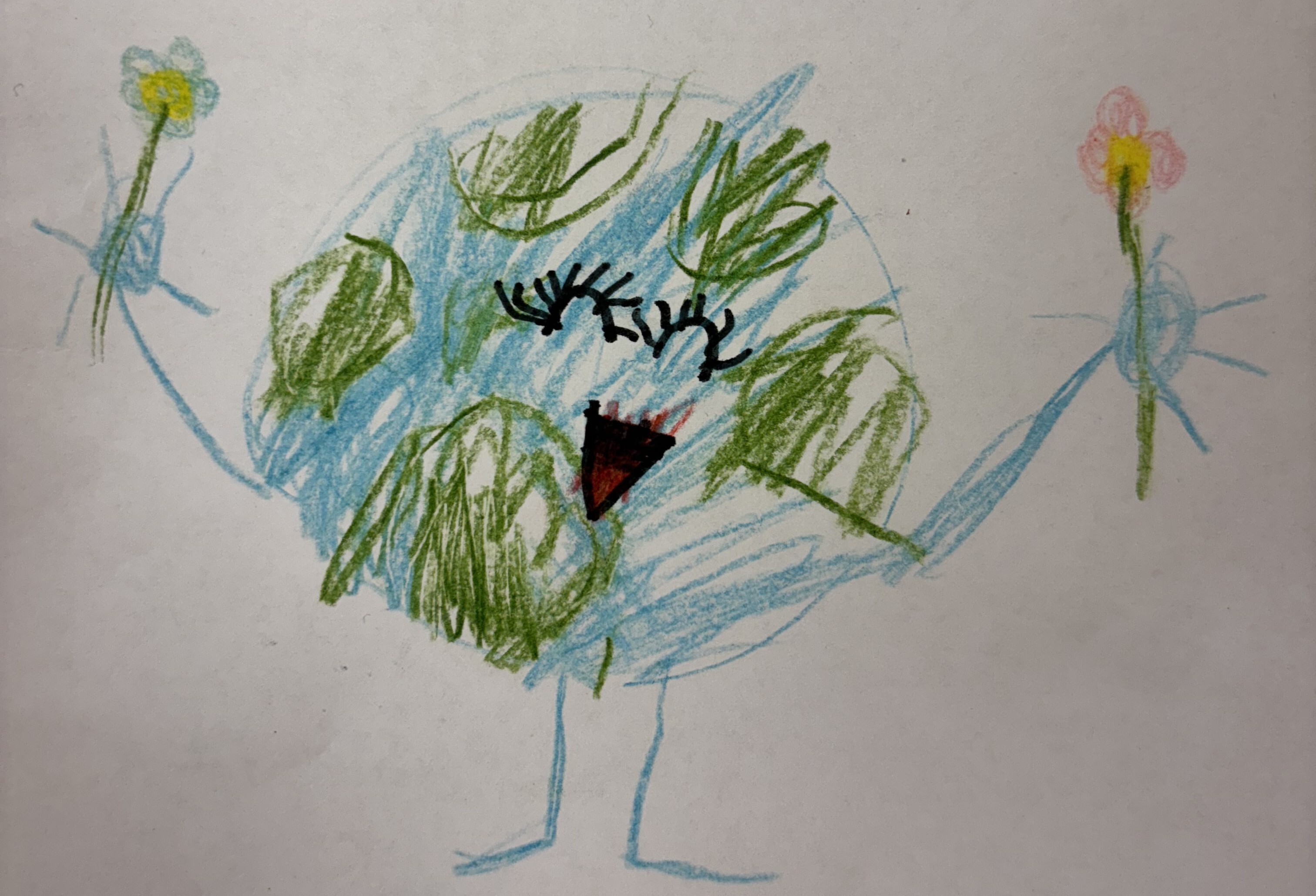 Childrens drawing of earth. Climate Conference 2025. Photo Guro: Veslehaug.